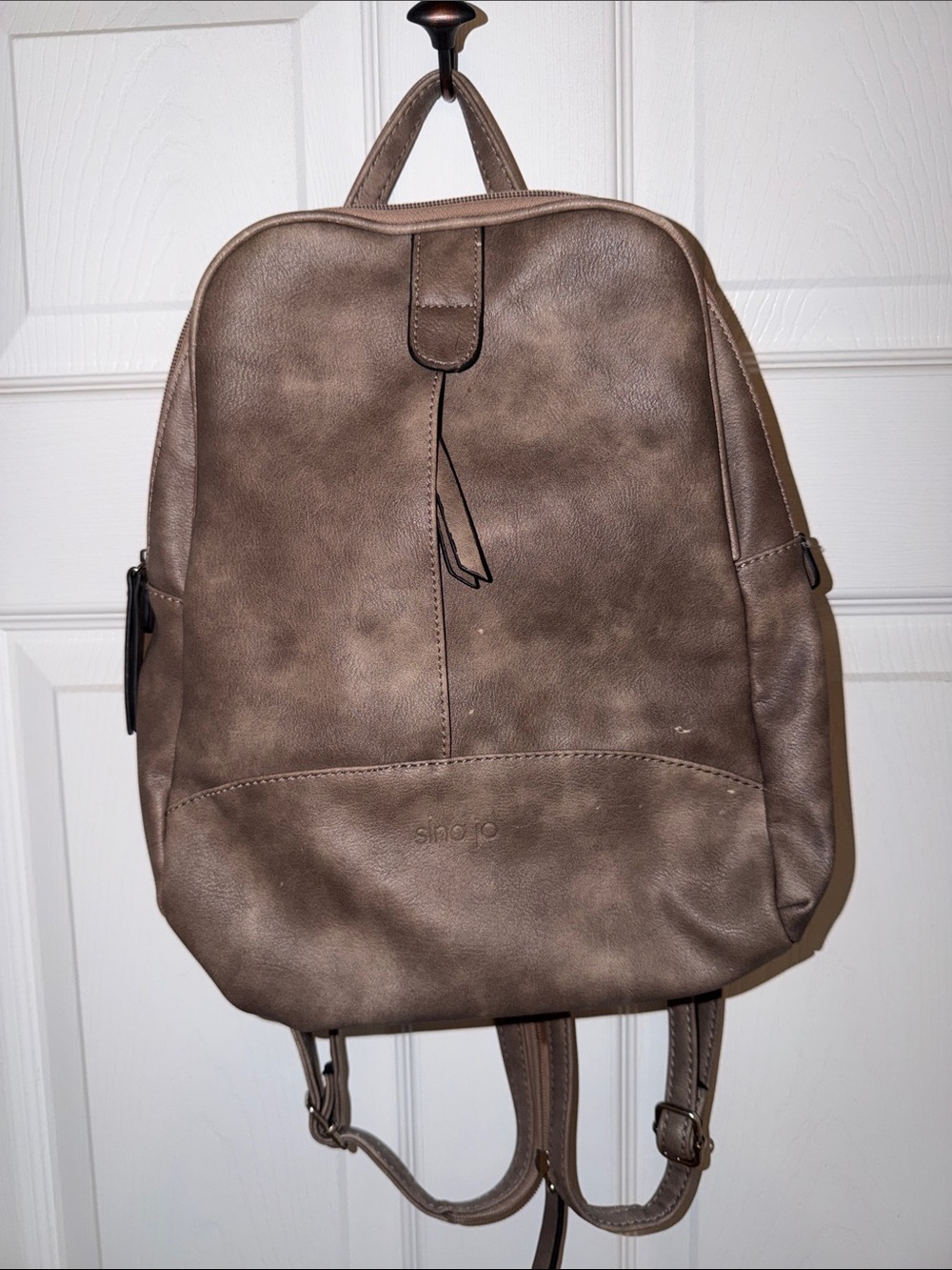 Taupe Faux-Leather Backpack — Everyday City Carry